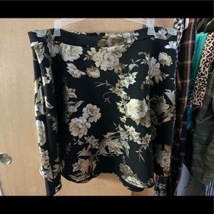 Plus size Black floral skater skirt